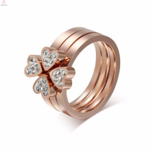 Hermosos anillos de diamantes de oro rosa rosa de acero inoxidable